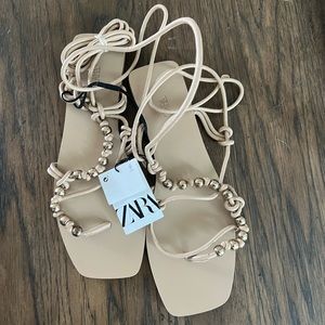 Zara tan lace up sandals size 11